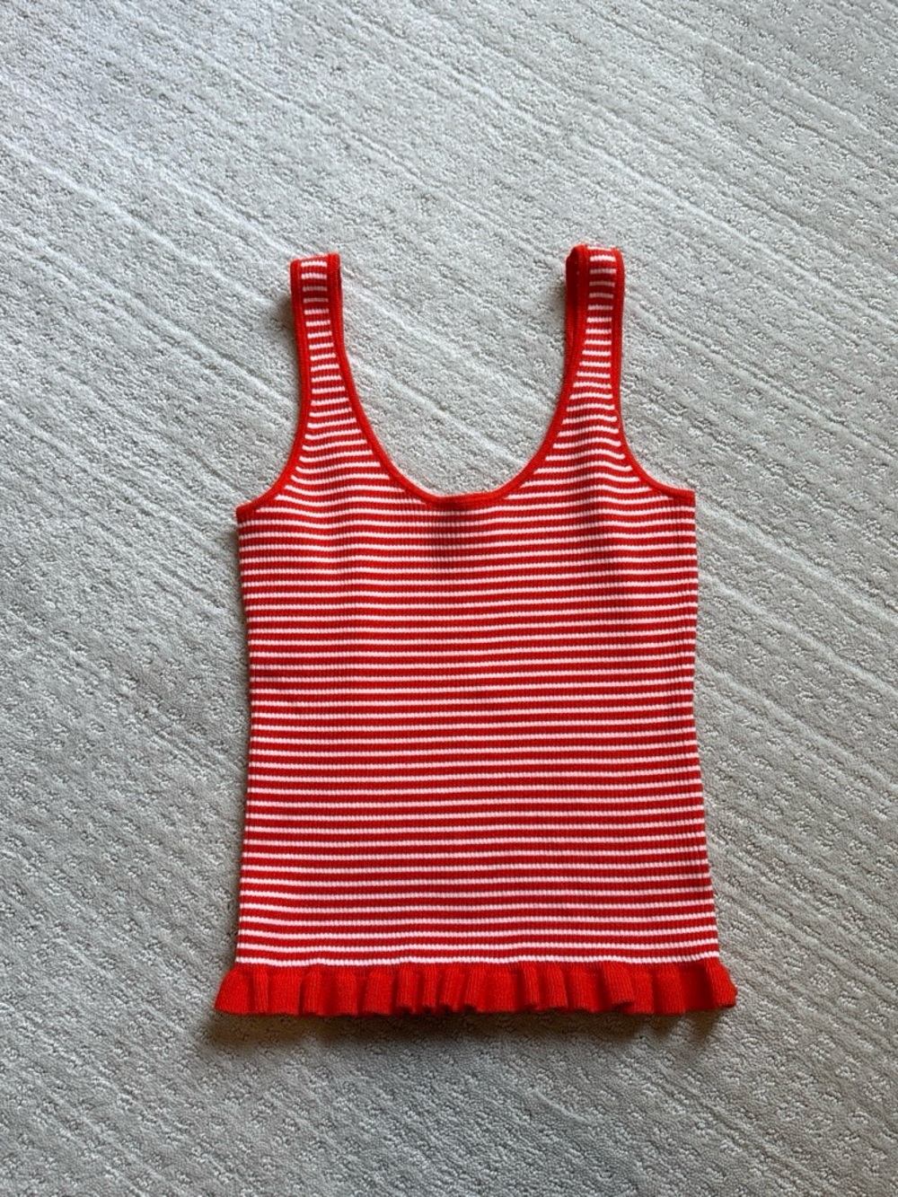 NWOT Free Assembly Striped Ruffle-Hem Tank Top